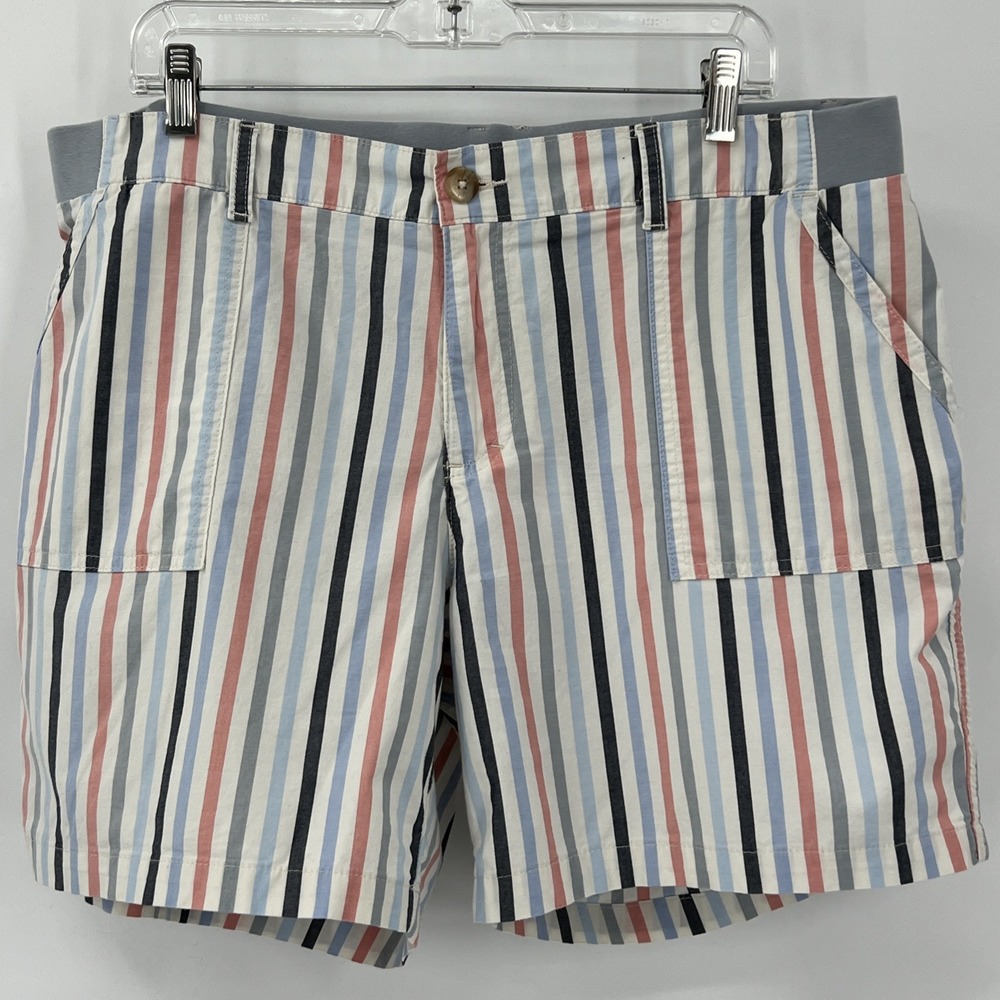 Women's Striped Mid-Rise‎ Bermuda Shorts Size Medium Preppy Beach